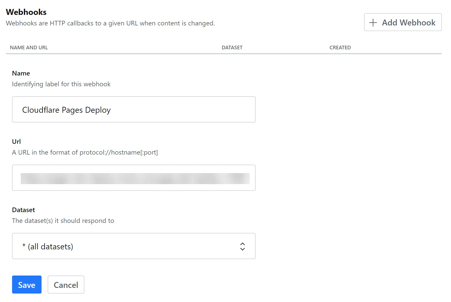 Adding a Deploy Hook URL on Sanity's dashboard