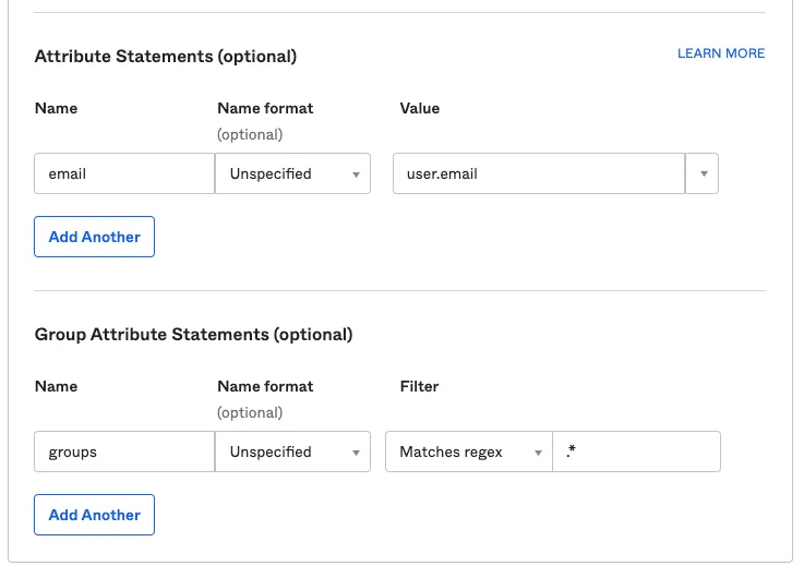 Configuring attribute statements in Okta